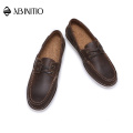 ABINITIO High Quality Stylish Brown Leather Slip On Men Flat Casual Loafers Shoes